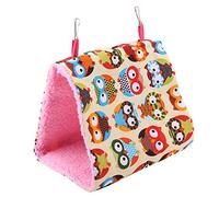 Garosa Nid d'oiseau Hamac Chaud Doux Suspendu Cave Confortable Triangulaire Perroquet Snuggle Hut Tente Lit Animaux Offre Cage Oiseaux Jouet avec Tunnel à Deux Portes(#2)