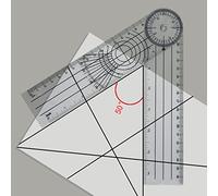Garosa Règle Pliante Multi-angles, 140 Mm, 5,5 Pouces, Règle de Mesure de Géométrie en Plastique givré avec échelle Noire Transparente et Surface Antidérapante pour Outil de Mesure du