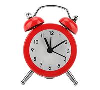 Garosa Réveil Métal à Double Cloche Rétro Alarme Sonore Fort Silencieux avec Lumières de Nuit Classique Horloge Antique Réveil Chiffres Arabes Rouge sans Tac pour Chambre Voyage Bureau Rouge (Rouge)