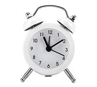 Garosa Réveil Métal à Double Cloche Rétro Alarme Sonore Fort Silencieux avec Lumières de Nuit Classique Horloge Antique Réveil Chiffres Arabes Rouge sans Tac pour Chambre Voyage Bureau Rouge (Blanc)