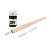 Garosa Set Manga Peinture Kit Outil Stylo Bille Comique 3 Plumes Acier Inoxydable 1 Porte-Stylos Dip Calligraphi Bois 1 Encre Idéal pour Dessin Animé/Calligraphie/Comic