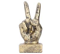 Garosa Statue de Geste de Main de Victoire, Sculpture de Geste de Doigt, Décor d'Ornement en Bronze pour Bibliothèque ou Bureau à Domicile