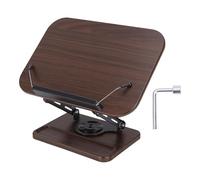 Garosa Support de Livre, Support de Livre en Bois Réglable Multi-angle Rotatif à 360 Degrés, Lecture avec Bras en Métal Robuste, Base Antidérapante pour de Cuisine, Manuel
