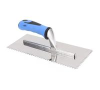 Garosa Truelle à Encoche Carrée, Truelle à Carrelage en Acier Inoxydable avec Poignée en Caoutchouc pour Une Application Précise du Mortier, Planche à Plâtre 280 X 115 Mm pour Revêtements de Piscine