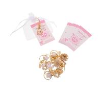 GAROZATION 10 Ensembles Lot Pratique de Sets de Porte-clés Empreinte de Pied en Métal Rose avec Carte de Remerciement et Paquet en Organza, Pratique pour Fête Gender Reveal ou Décoration