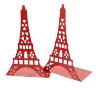 GAROZATION 2pcs Petits Serre-Livres en Acier de Couleur Rouge Forme Tour Eiffel, Surface sans Bavure, Réutilisables pour Bibliothèque ou Étude