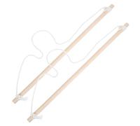 GAROZATION 2pcs Porte-bannière en Bois Beige Corde en Coton, Mât de Bannière Suspendu Résistant la Déformation pour Décoration Jardin Extérieur Simple et Élégant