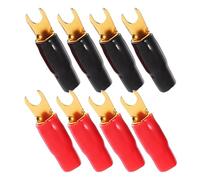 GAROZATION 4 Paires de Cosses à Sertir 0ga Connecteur à Fourche pour Câbles Haut-parleur Système Audio Voiture, Matériau Fer et Plastique, Qualité Sonore Stable