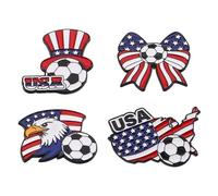 GAROZATION 4 Pièces Épingle de Revers Football Accessoire Polyvalent Confortable en Alliage Style Cartoon Drapeau Américain et Fêtes de L'indépendance pour Rassemblements de Football