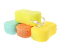 GAROZATION 4 pièces Lot de Pads Exfoliants Loofah Naturels pour Bain Doux avec Bande Élastique Accessoires de Massage pour Homme et Femme Mélange de Couleurs