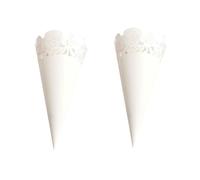 GAROZATION 50 Pcs Papier D'emballage pour Fleurs en Dentelle Découpée Laser Motif Rose Blanc Cône Élégant Auto-adhésif pour Fêtes et Événements Spéciaux