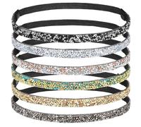 GAROZATION 6 Pcs Bandeau Fin Cheveux Femme Élastique à Strass, Léger et Solide en Tissu, pour Coiffe Vintage et Coiffe de Fête