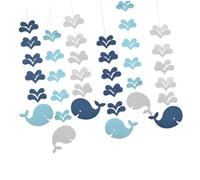 GAROZATION 6 Pièces Décorations de Plafond pour Salle de Classe Pendentifs Baleine Papier Pailleté Bleu Océanique Suspendus pour Maternelle et Élémentaire