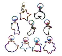 GAROZATION 9 Pièces Rainbow Metal Snap Hook Clasps Unique Star Moon Heart Swivel Spring Jewelry Clasps For DIY Accessories And Keychains