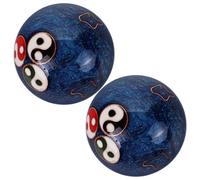 GAROZATION Balles à main pour la thérapie 2Pcs handball émail bleu avec motifs bagua pour exercices de fitness et détente seniors