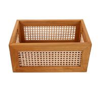 GAROZATION Boîte de Rangement Rustique en Bois Rectangulaire Tressé, Panier Décoratif Robuste pour Snacks et Cosmétiques, pour Bureau ou Toute Pièce