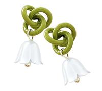 GAROZATION Boucles d'Oreilles Muguet Femme 1 Paire Boucles d'Oreilles Pendantes Fleurs Vertes Bijoux Printaniers pour Adolescente et Femme Accessoire Élégant au Quotidien ou Soirée Idée