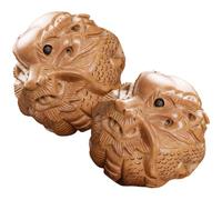 GAROZATION Boules de Massage Mains en Bois de Pêche 2pcs, Outil de Massage et Exercice Manuel pour Relaxation et Bien-