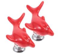 GAROZATION Boutons de Chasse D'eau Forme Animale Installation Facile Rouge Lot de 2 en Alliage de Zinc et Céramique pour Accessoires Wc Déco Salle de Bain