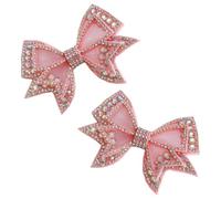 GAROZATION Breloques de Chaussures en Forme de Nœud DIY Strass Amovibles en Maille pour Décoration de Chaussures Garçon et Filles et Femmes, 1 Paire Couleur Rose