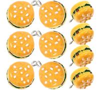 GAROZATION Breloques Pendentifs Décoration Créative Hamburger Lot de 10 en Résine Jaune, Légères et Portables pour Porte-clés ou Valises