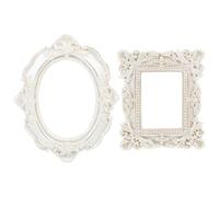 GAROZATION Cadre Photo Multifonction 2 Pièces Blanc Formes Ovale et Carrée pour Usage Quotidien Intérieur et Extérieur