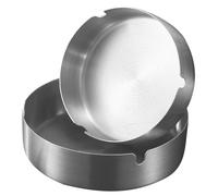 GAROZATION Cendriers en Acier Inoxydable Argentés 2 Pièces, Robustes et Compacts Trois Fentes, pour Bureau, Maison ou Voiture