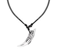 GAROZATION Collier Hip-Hop pour Homme en Perles de Bois Sculpté Dent de Requin en Résine Style Tribal pour Plage et Activités Quotidiennes