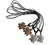 GAROZATION Collier Pendentif Tortue en Résine Imitation Os Style Européen 4 Pièces Blanc et Marron, Bijoux Tortue pour Femmes Chic, Accessoire Mode Présent