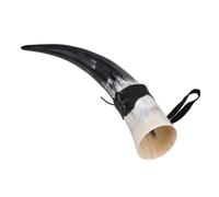 GAROZATION Corne à Boire Viking en Corne de Bœuf Naturelle Grosse Capacité 36-40 CM Tasse à Boire Vintage pour Bière Vin et Hydromel Accessoire Décoratif Portable pour Randonnée et