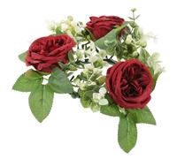 GAROZATION Couronne de Fleur en Soie Roses Artificielles pour Bougies, Anneau Décoratif Romantique à Suspendre pour Mariage et Fête Familiale