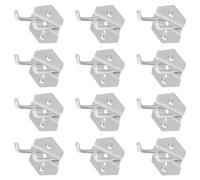 GAROZATION Crochets Multifonctions Traitée et Design Longueur 50 Mm en Acier Argenté Lot de 12 Traitée et Design Crochets Doubles et Simples Cuisine, Salle de Bain ou Garage
