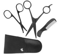 GAROZATION Ensemble de Ciseaux à Moustache avec Peigne et Pochette de Rangement Coupe Précise en Acier Inoxydable Argenté pour Barbe et Moustache, pour Salons de Coiffure et Usage à