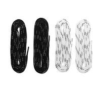 GAROZATION Lacets de Chaussures de Hockey 2 Paires Noirs et Blancs, Lacets Plats Unis Universels pour Patins à Roulettes, Patins à Glace et Baskets, Accessoires de Sport pour Adultes