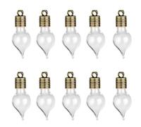 GAROZATION Lot de 10 Mini Bouteilles à Souhait en Verre Soufflé Bouchons en Alliage et Caoutchouc, Artisanat Pur Multifonctionnel pour DIY ou Présents