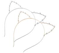 GAROZATION Lot de 2 Serrage-têtes Oreilles de Chat en Strass Scintillants, Accessoires de Cosplay pour Femmes, Bandeaux de Fête Doré et Argenté, Légers et Confortables, pour Carnaval