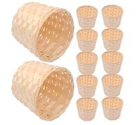 GAROZATION Lot de 20 Mini Paniers Tissés en Bambou et Bois Beige, Solution de Rangement Polyvalente et Décor Rustique pour Bureau et Décoration Maison