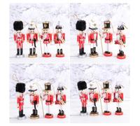 GAROZATION Lot de 4 Ornements en Bois Noyer 13 Cm Pendentifs Soldats Suspendus Style Corde pour Décoration de Noël et Rangement de Bureau Créatif