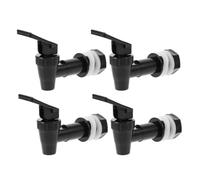 GAROZATION Lot de 4 Robinets de Seau en Plastique Pp et Silicone Noir, Robinet de Seau Professionnel Contrôle Précis du Débit, pour Distributeur D'eau Froide
