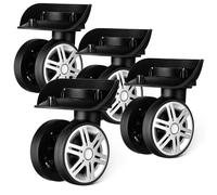 GAROZATION Lot de 4 Roues de Valise Pivotante en ABS, roulettes à Bagages Silencieuses et Robustes Double Roue, pour Valises Rigides et Coffres