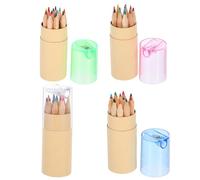 GAROZATION Lot de 4 Sets de Mini Crayons de Couleur Portables en Bois avec Taille-crayon, Design Compact et Lignes Lisses pour Dessin Artistique et Éducation Artistique