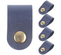 GAROZATION Lot de 5 Sangles de Câble Pratiques en Cuir Artificiel Bleu Foncé Attaches de Gestion de Câbles Compactes et Solides pour Bureau Maison et Équipements Électroniques