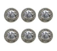 GAROZATION Lot de 6 Boutons de Vêtements en Zircon et Laiton Argentés, Design Simple et Finition Soignée, Pratiques pour Vestes et Coupe-vent, pour DIY Couture et Boutique de Vêtements