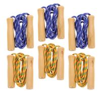 GAROZATION Lot de 6 Cordes à Sauter Sport Poignées en Bois Arrondies, Longueur Ajustable, Équipement D'éducation Physique pour Fitness et Endurance Couleur Aléatoire
