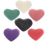 GAROZATION Lot de 6 Éponges Visage en Forme Cœur pour Soins Visage Exfoliants et Nettoyage Doux, pour Peau Grasse et Nettoyage Quotidien