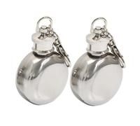 GAROZATION Mini Flasques Portables avec Porte-clés Lot de 2 en Acier Inoxydable 1oz Étanches et Faciles à Nettoyer, pour Camping et Activités Extérieures