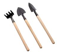 GAROZATION Mini Kit D'outils de Jardinage pour Garçon et Filles Râteau, Pelle et Bêche en Fer et Manche en Bois, Résistant et Adapté aux Petites Mains pour Plantation et Désherbage