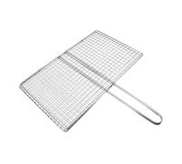 GAROZATION Panier à Poissons, Panier à Poisson Gril en Acier Inoxydable Argenté, Grille Maillée Réutilisable à Poignée Ergonomique pour Légumes et Viande, Barbecue Extérieur