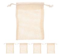 GAROZATION Paquet à Savonnette Moussant Réutilisable en Coton et Lin Corde, Pochette Beige 5 Pièces Voyage, Nettoie et Masse le Corps Efficacement