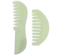 GAROZATION Peigne de Massage en Jade Vert 2 Pièces pour Grattage et Massage du Cuir Chevelu, Outil de Bien-être Portable pour Détente et Soin du Corps